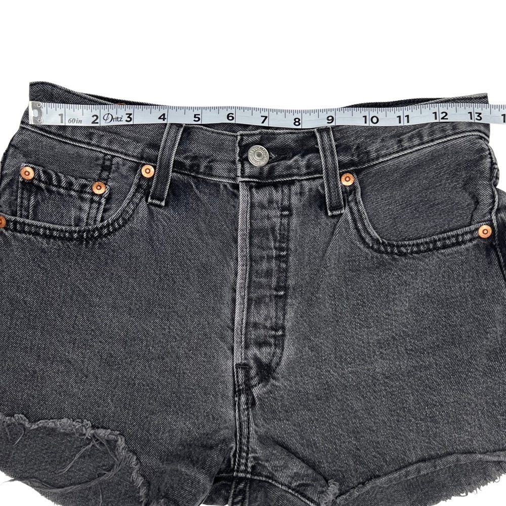 Levi’s 501 Shorts Demin Cutoff Distressed Frayed 90s Raw Hem Faded Black 27 - Picture 11 of 15